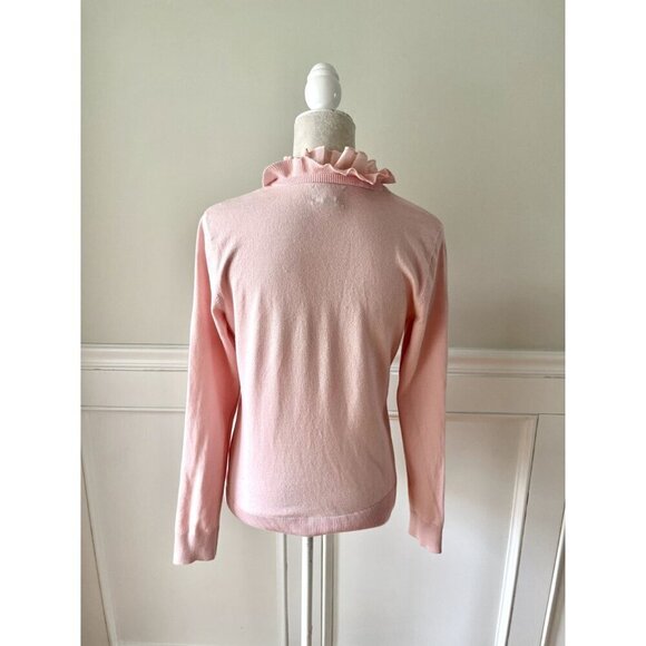 Chaps Pink Cotton Blend Ruffle Neck Sweater M - Picture 3 of 4